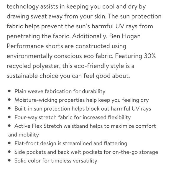 NWT. Ben Hogan Performance Men's Flat Front Active Flex Stretch Golf Sho… - Picture 7 of 7